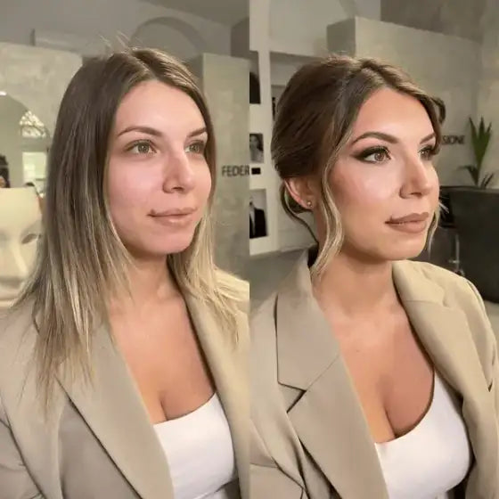 Risultato cliente 4 — prima e dopo la lezione di trucco