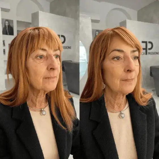 Risultato cliente 6 — prima e dopo la lezione di trucco