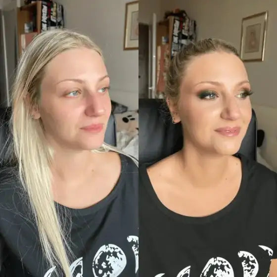Risultato cliente 8 — prima e dopo la lezione di trucco