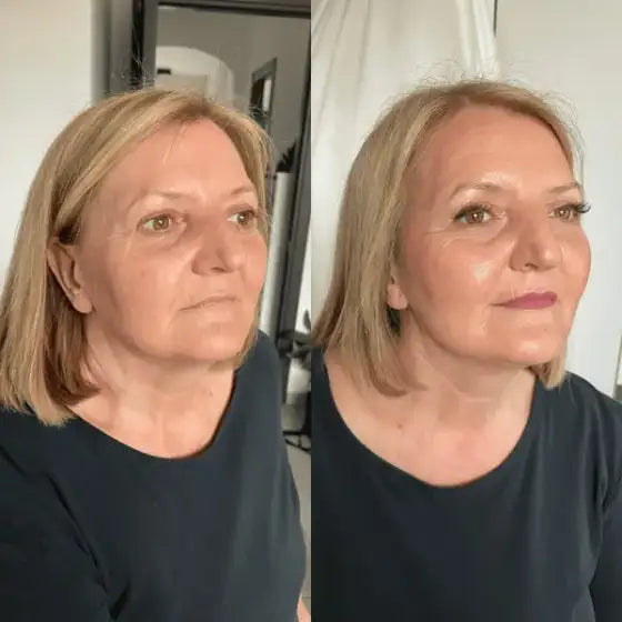 Risultato cliente 9 — prima e dopo la lezione di trucco