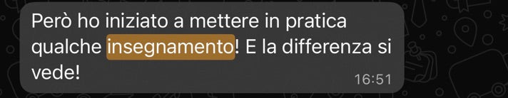 Screenshot di un messaggio WhatsApp di una cliente